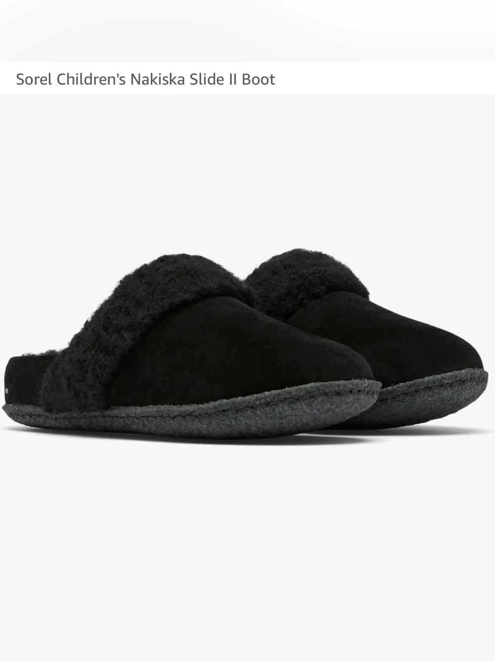 Sorel Black Plush Slide Slippers